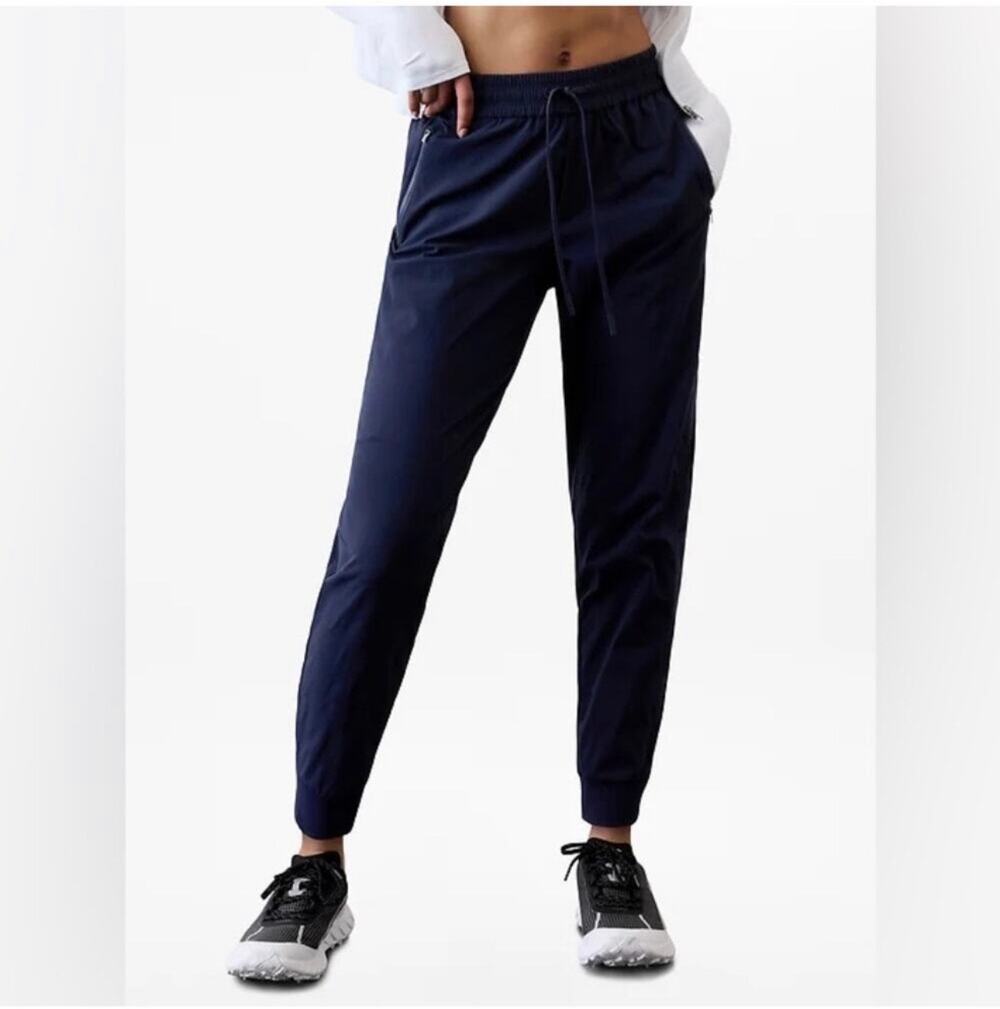 Athleta Pants Womens XL Navy Blue Trekkie Relaxed Mid Rise Jogger Travel Casual
